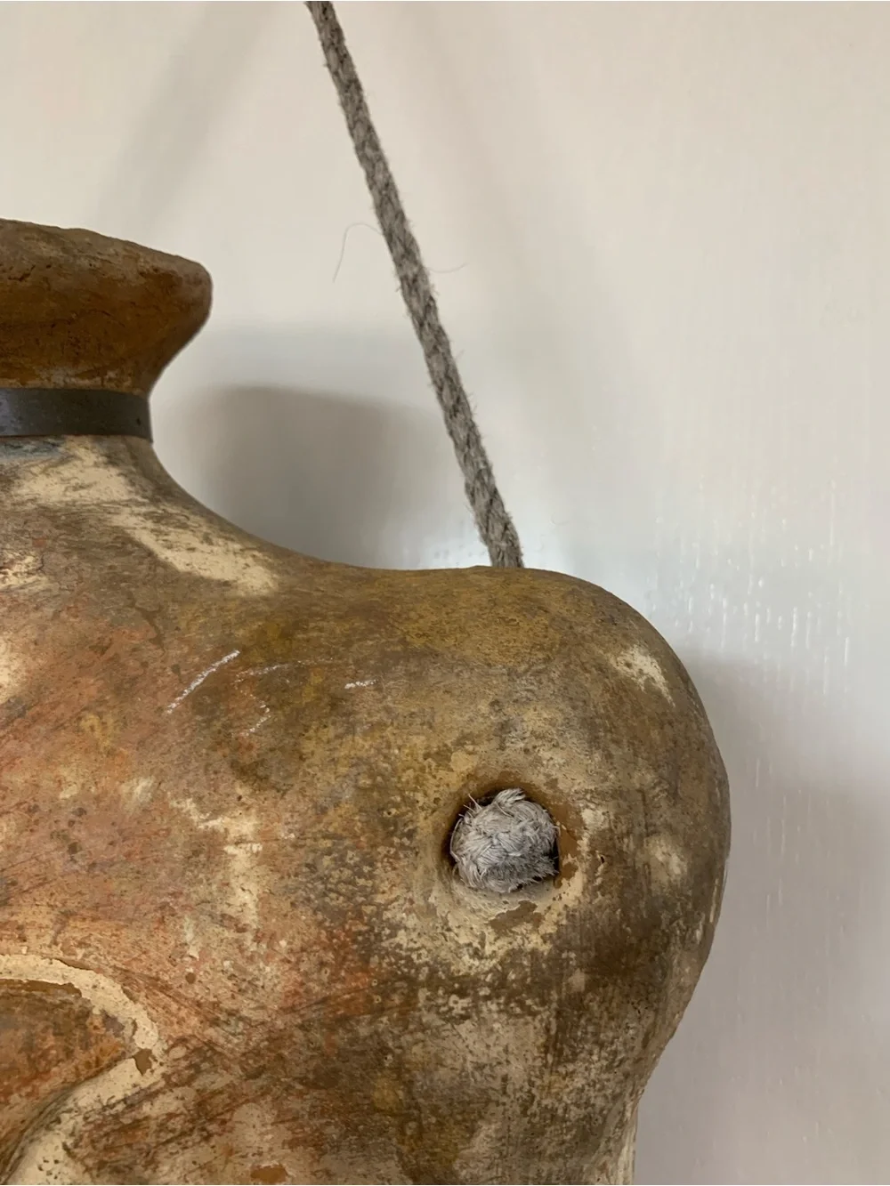 Handcrafted Mexican Canteen Style Jug w Heavy Rope 14”H 13”W